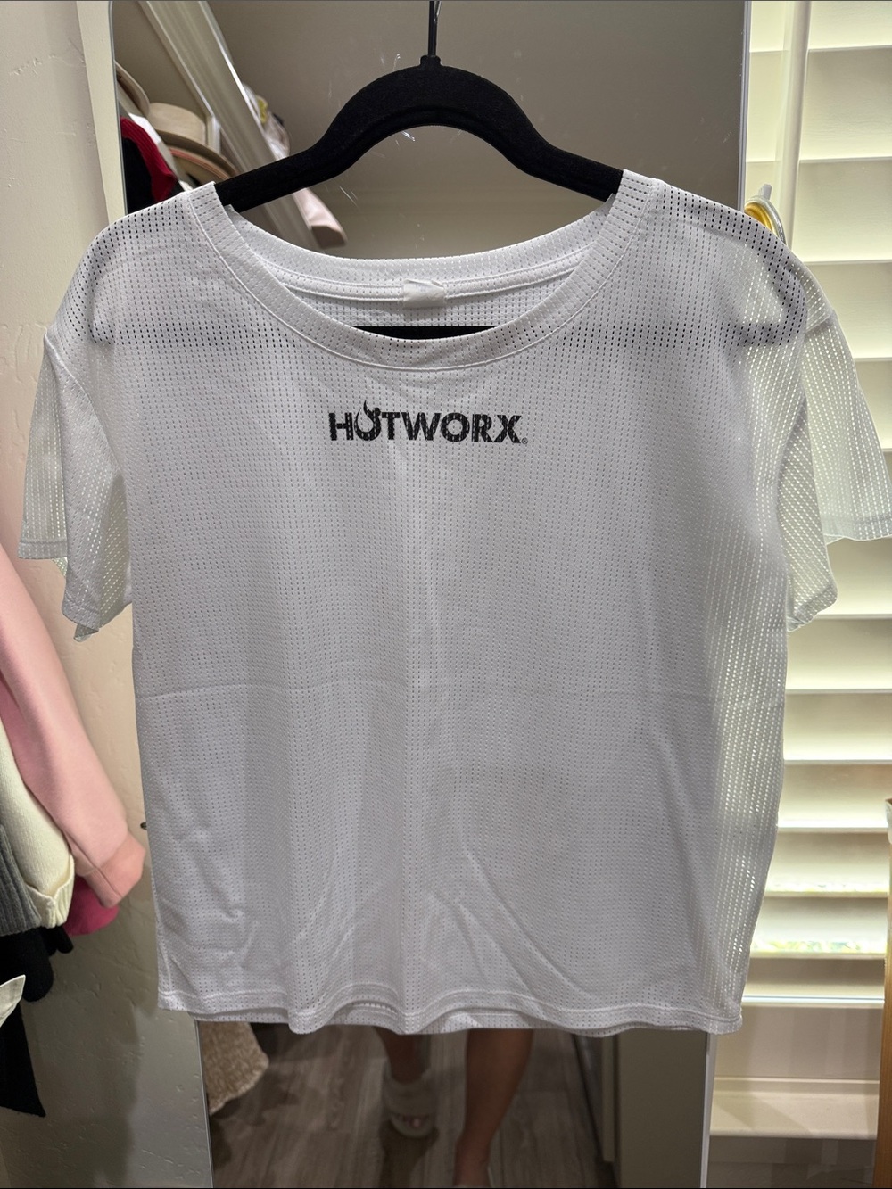 HOTWORX Women's White Mesh Short Sleeve Tee